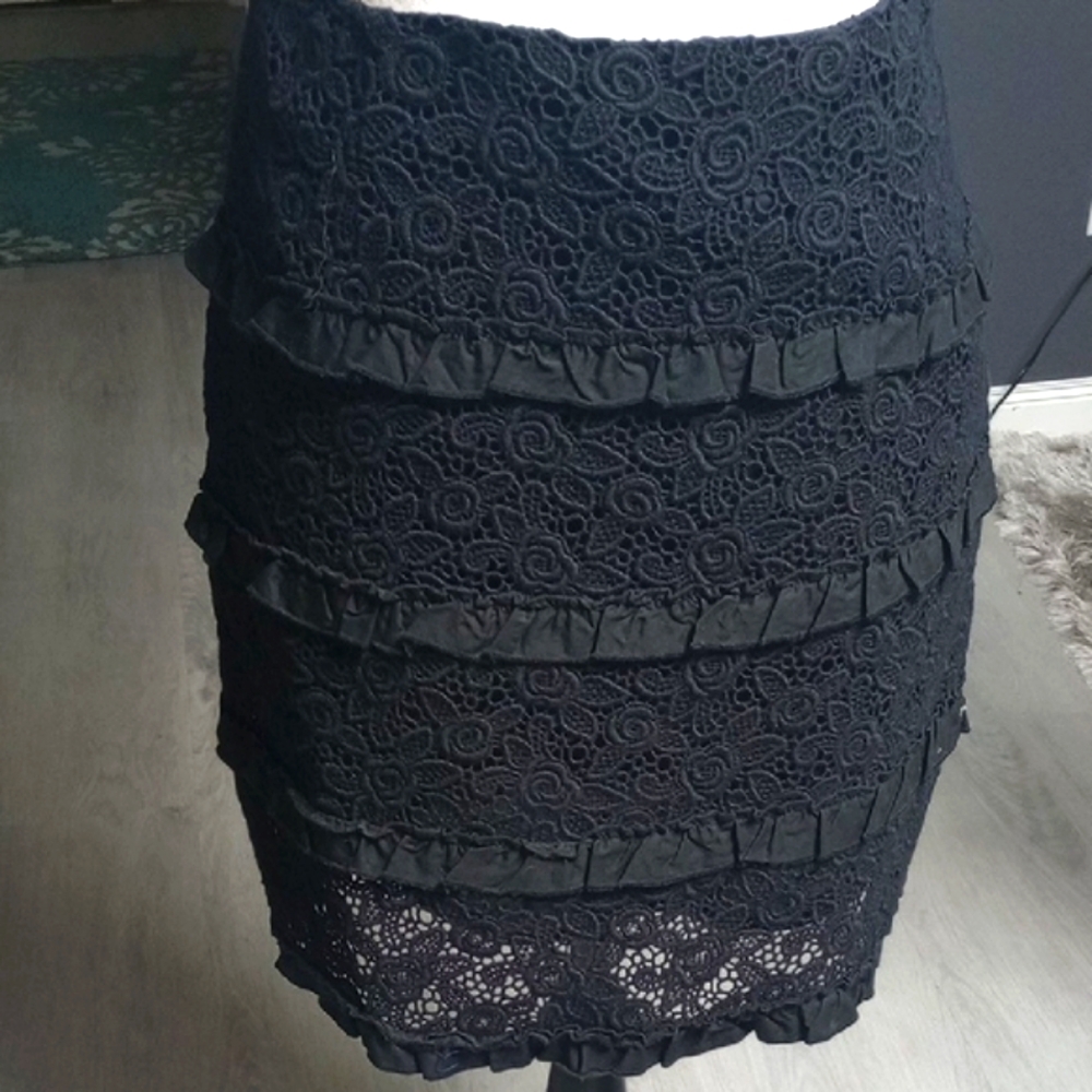 INC International Concepts Black Lace Mini Skirt